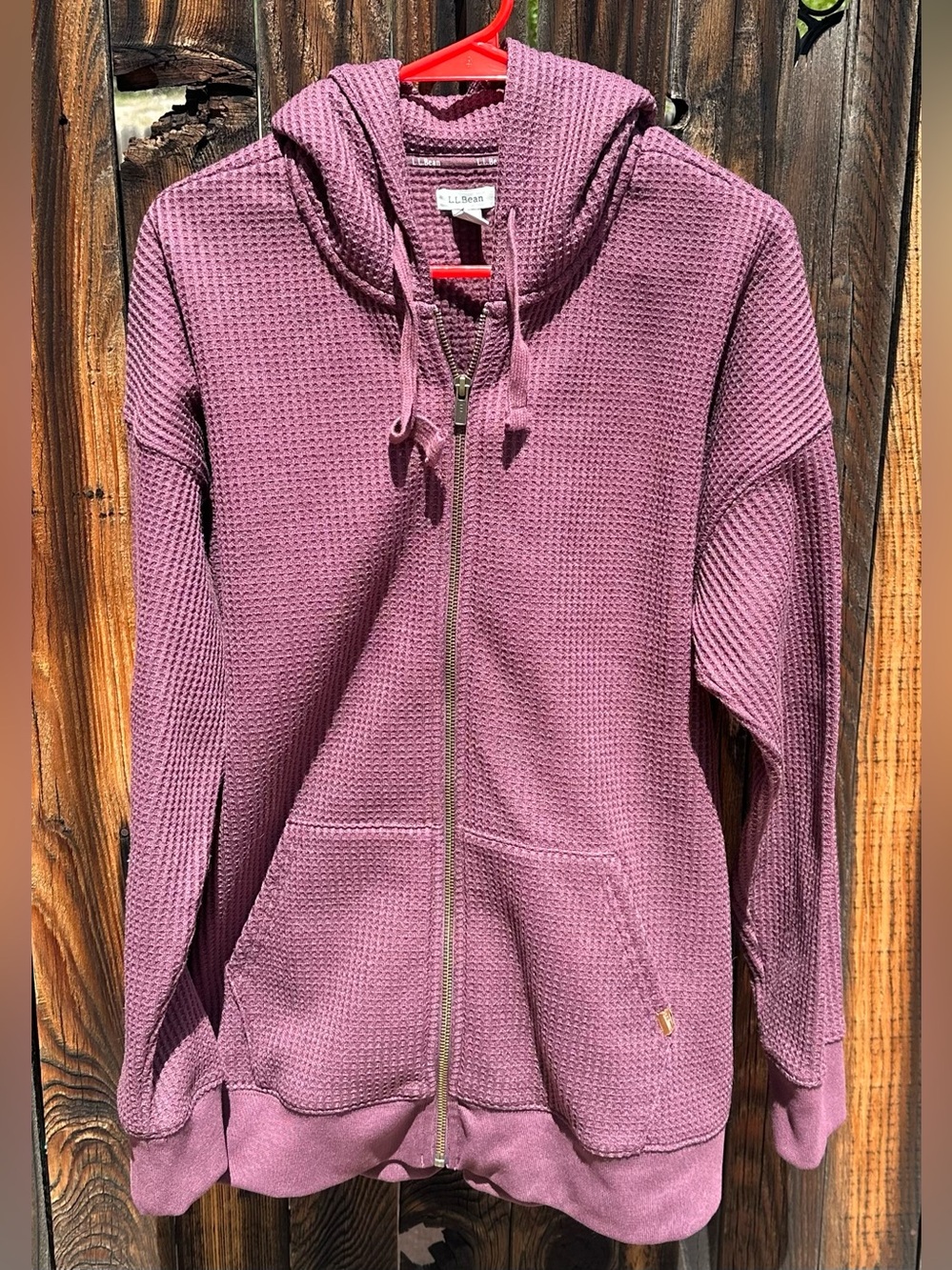 L.L. Bean zip front hoodie, waffle knit.
